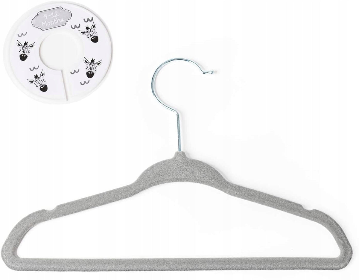 KIDOOLAvelvet hangers x20 x compartments x7colour greydimensions of hanger 28 x 17 cmdiameter of compartment