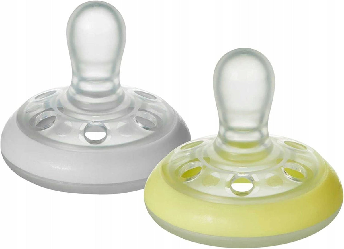 TOMMEE TIPPEE orthodontische fopspeen x2 0-6 maanden LICHTGEVENDE