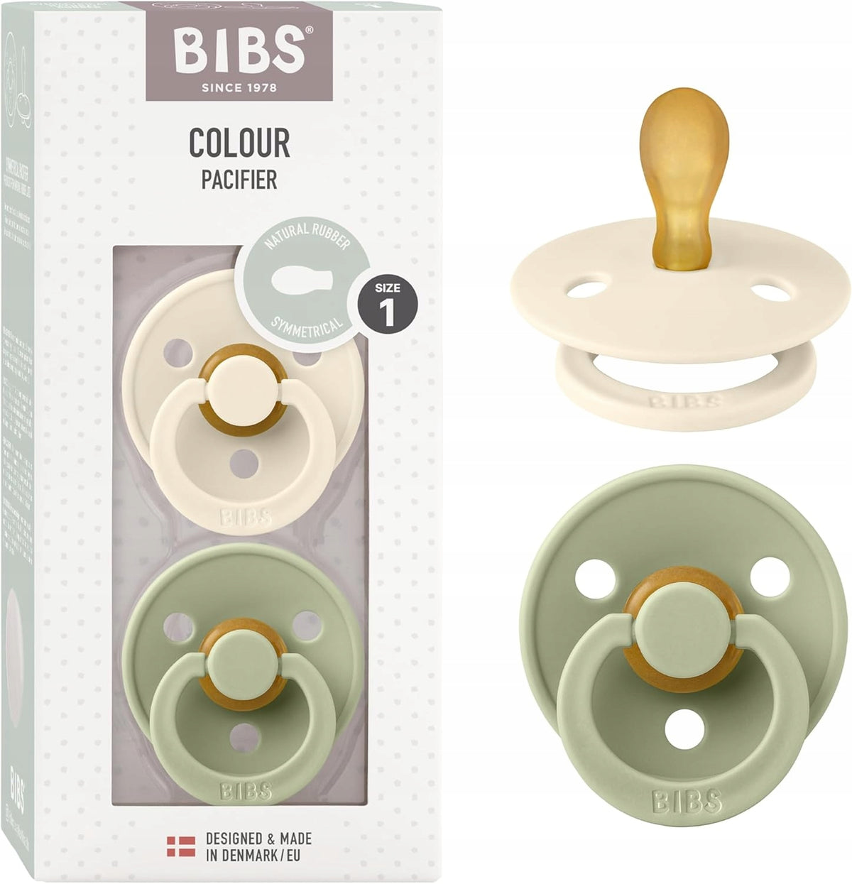 BIBS COLOUR fopspenen 2-pack rubber 0-6 mnd