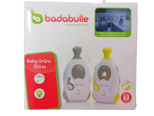 BADABULLE Baby Online 300m NIANIA ELEKTRONICZNA analogowa niania elektroniczna, biały zestaw z 2 jednostkami