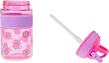 NUBY Hard Straw Cup tritan-drikkedunk med sugerør 3 l+ 360 ml BLOMSTER