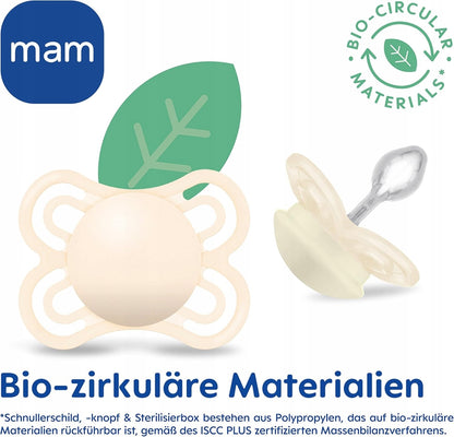 MAM Perfect smoczek uspokajający x2 0-6msc + box, ortodontyczny silikonowy smoczek bio-cyrkularny