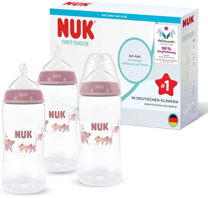 NUK First Choice sæt med 3x flaske 300 ml sut M 3 m+ KOALA