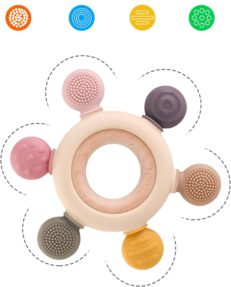 AKOLIK szilikon-fa rágóka masszírozó 10,8 cm 3 hónap+