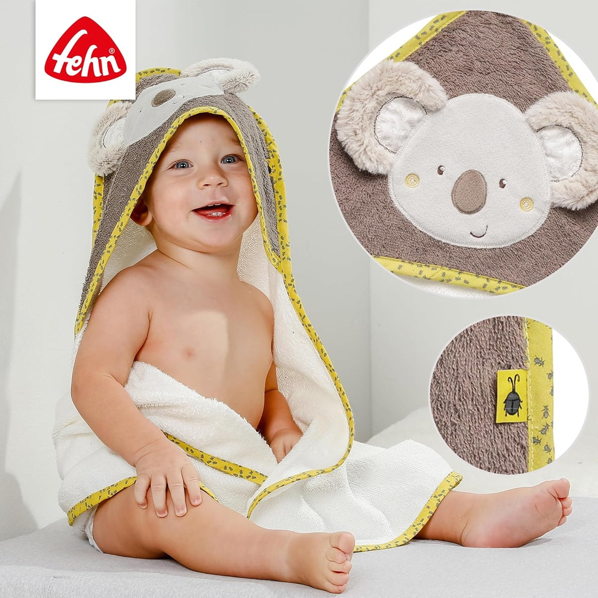 Serviette à capuche en coton FEHN Koala Australie 80 x 80 cm
