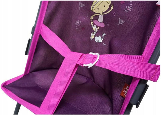 KNORRTOYS Nici Miniclara wózek dla lalek Sim do 37 cm z paskiem bezpieczeństwa, różowy fotelik dla lalek