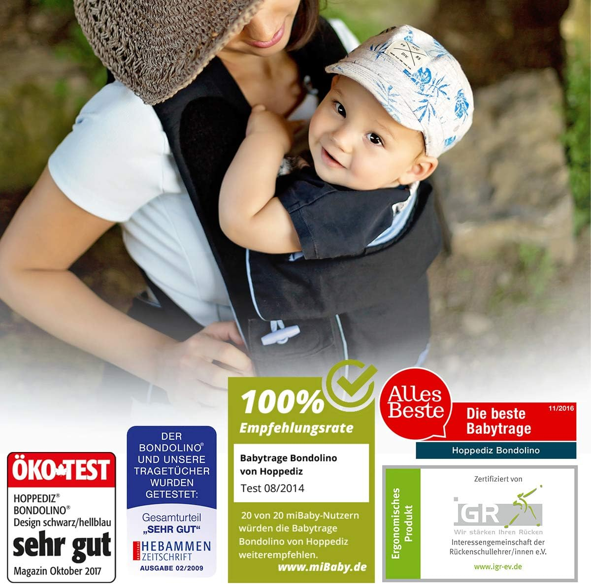 HOPPEDIZ Bondolino Plus ergonomische draagzak
