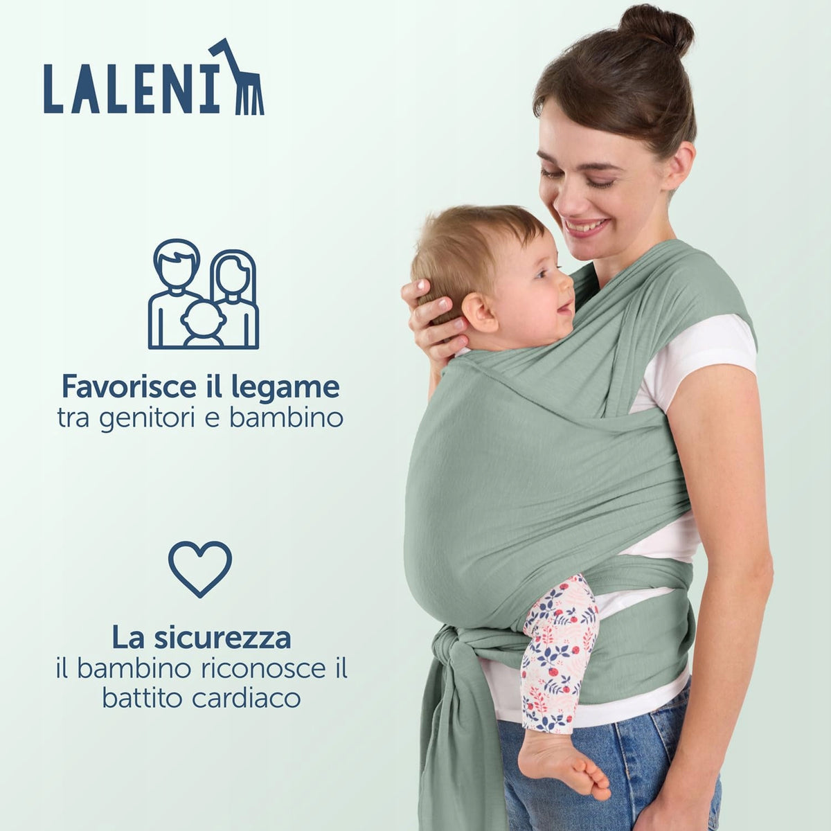 LALENI écharpe extensible pour porter bébé jusqu'à 15 kg