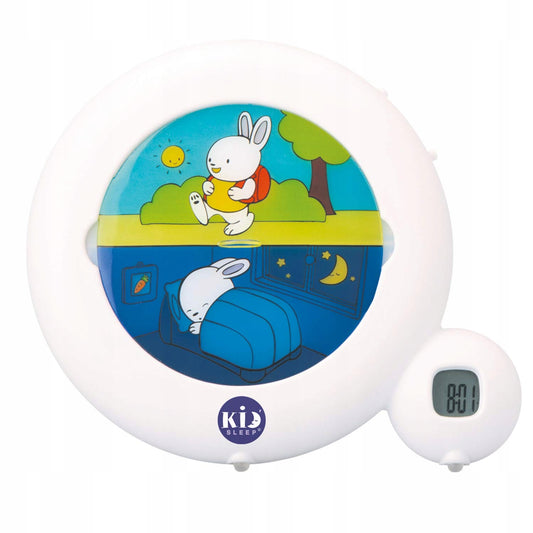 PABOBO Kid'Sleep BUDZIK TRENINGOWY z lampką biały, dziecięcy budzik z tarczami dzień i noc