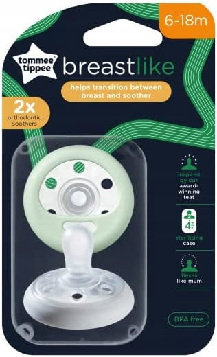 TOMMEE TIPPEE orthodontische fopspeen x2 6-18 maanden GLOW IN THE DARK