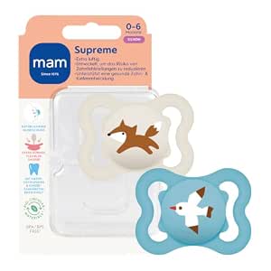 MAM Supreme smoczek uspokajający silikonowy x2 0-6m, smoczek SkinSoft dla niemowląt 0-6 miesięcy