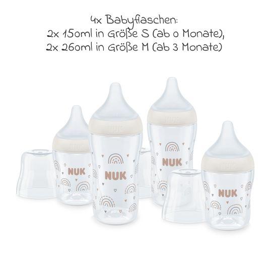 NUK Perfect Match Rainbow startsæt med flasker 150 / 260 ml 3m+