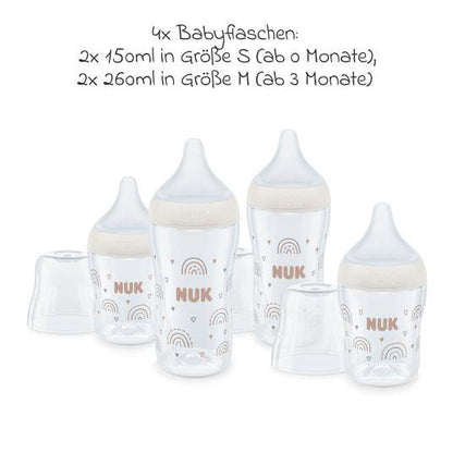 NUK Perfect Match Rainbow startsæt med flasker 150 / 260 ml 3m+