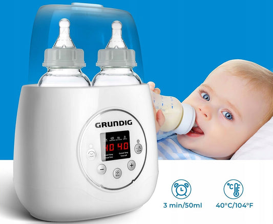 GRUNDIG 3w1 rozmrażacz, podgrzewacz, sterylizator do butelek dla niemowląt z wyświetlaczem LED i regulacją temperatury