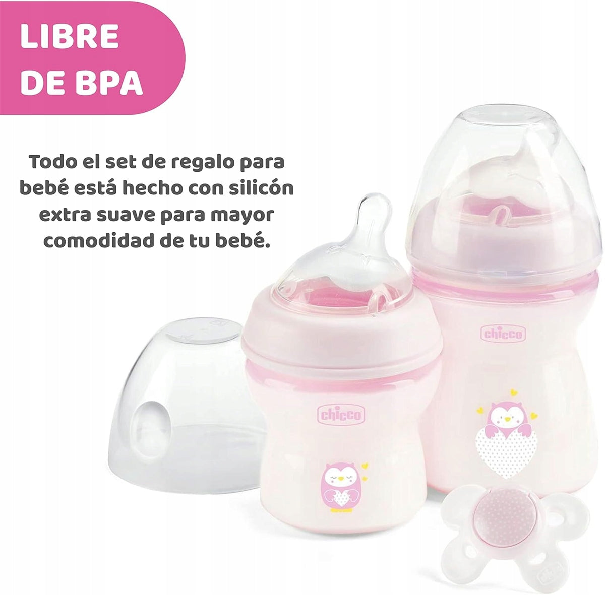 CHICCO zestaw NaturalFeeling butelka 150 250 ml + smoczek 0+