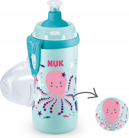 NUK Junior Cup BUTELKA 18 m+ ustnik push-pull 300 ml EFEKT KAMELEONA