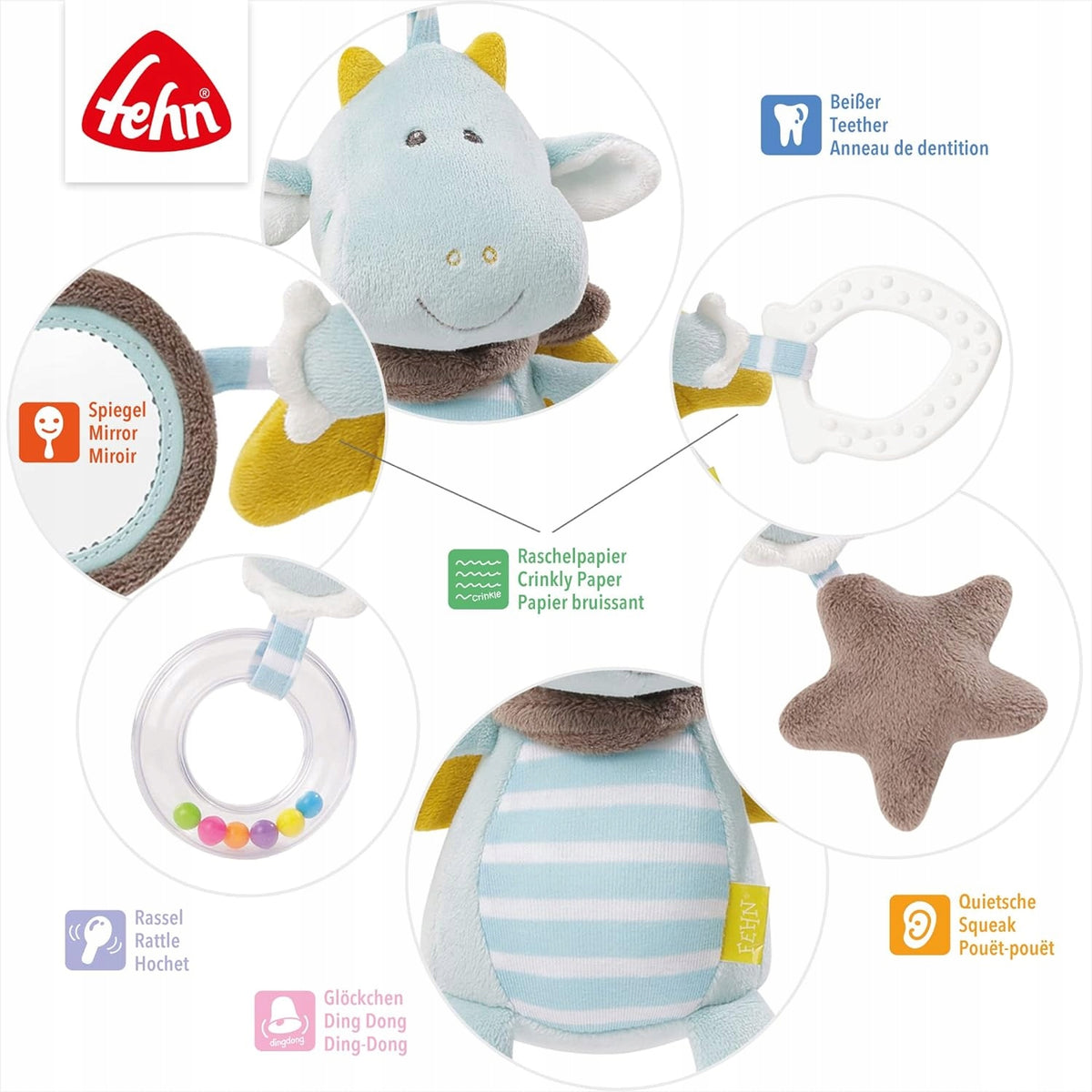 FEHN hanger met rammelaar DRAGON 32x23 cm