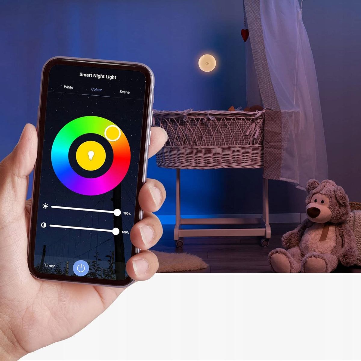 REER veilleuse avec capteurs de crépuscule et de mouvement Bluetooth et application