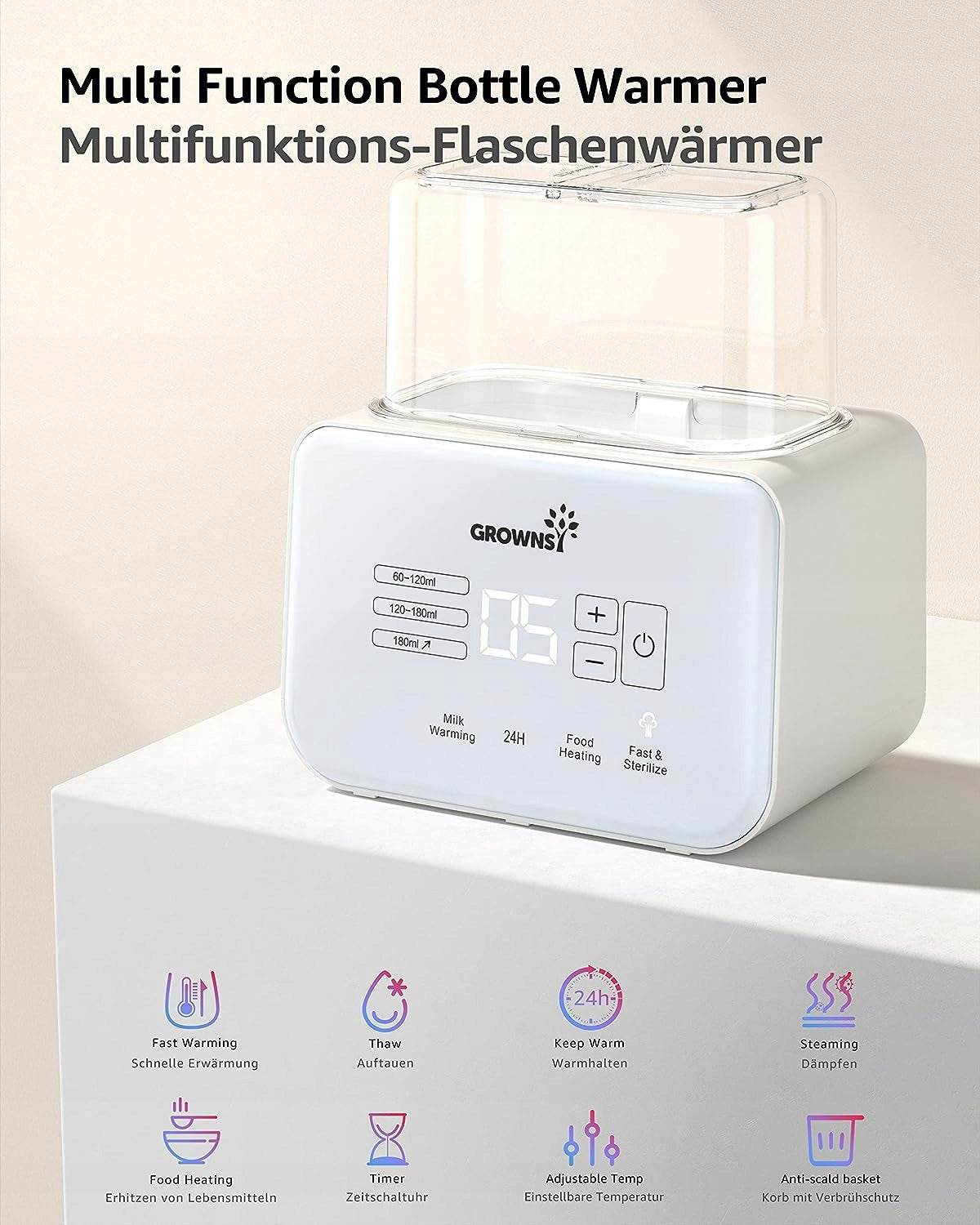 GROWNSY 6în1 sterilizator și încălzitor dublu