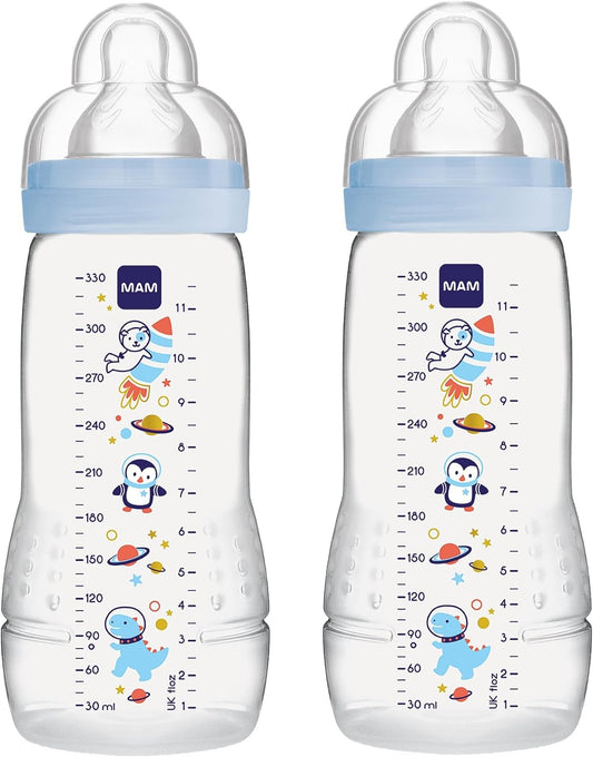 MAM Easy Active set de biberones, 2 x 330 ml, a partir de 4 meses, tetina 2, COSMOS
