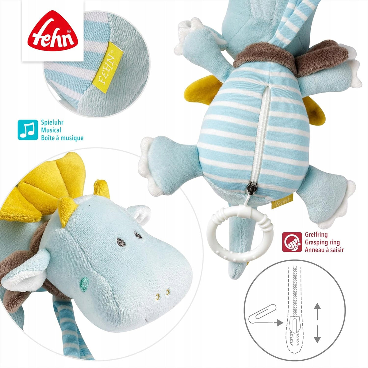 FEHN Kasteeltje hanger draak 17cm met muziekdoosje