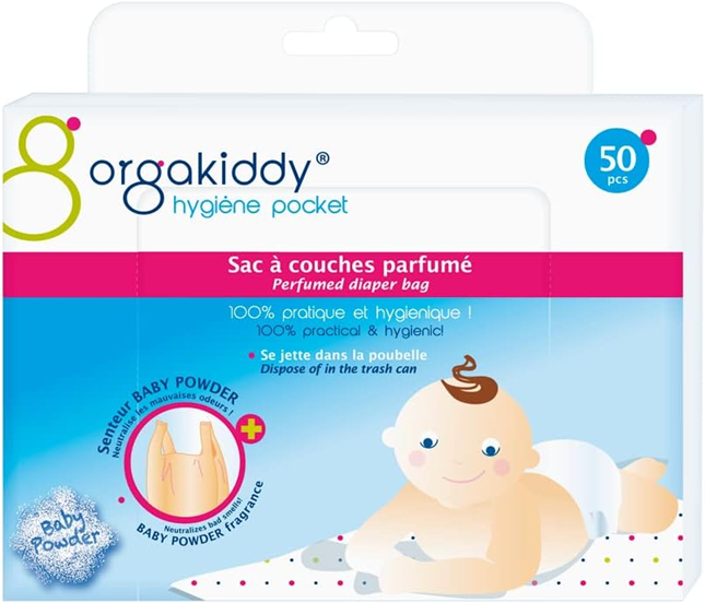 ORGAKIDDY bezzapachowe worki na zużyte pieluchy i chusteczki 50 sztuk