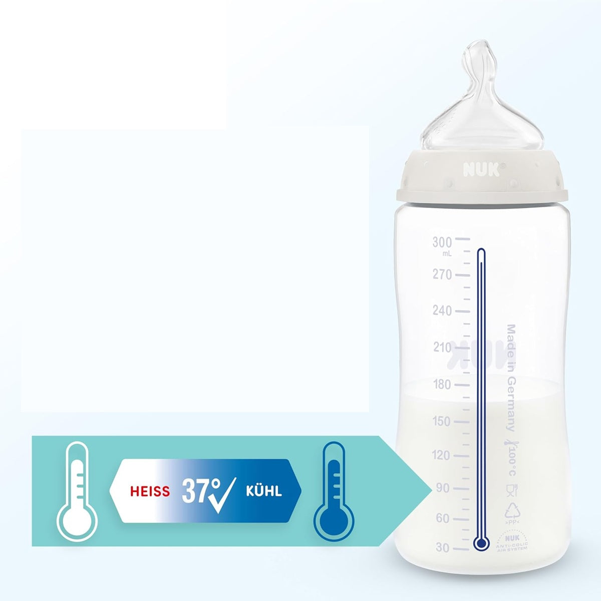 NUK First Choice set of 3 × 300 ml bottles, M teat, 3 m+ WHALE