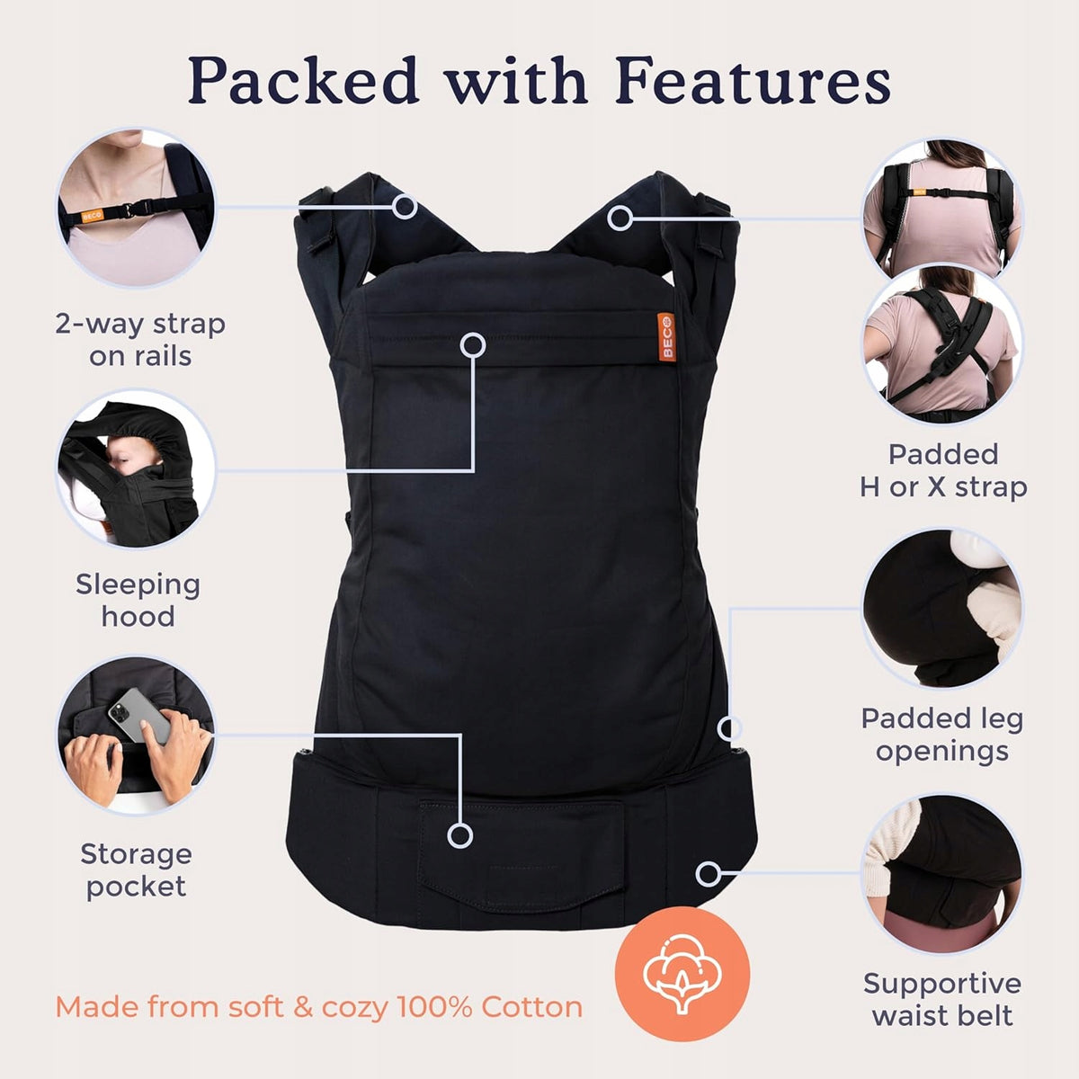 BECO TODDLER marsupiu cu cataramă 9-27kg