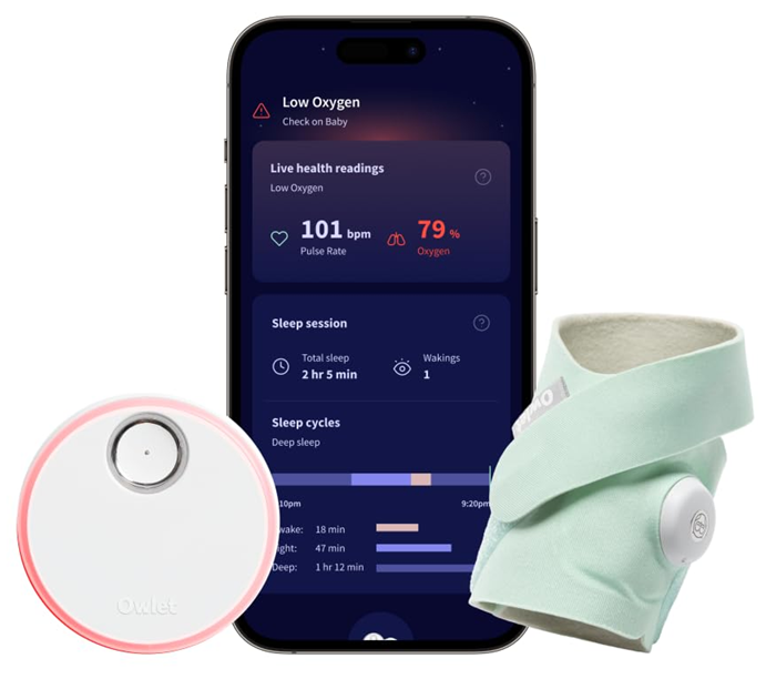 OWLET DREAM SOCK pulzusmérő pulzoximéter 2 az 1-ben csecsemőknek 0–18 hónap
