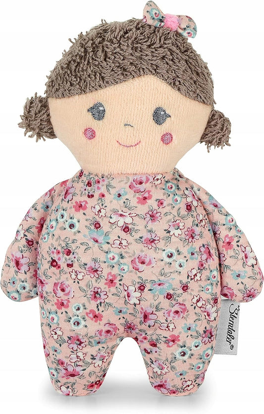 STERNTALER lalka Amelie przytulanka z grzechotką 16 cm "N różowa miękka lalka dla niemowląt w kwiatowy wzór