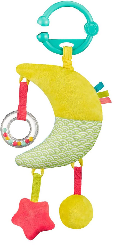 SOPHIE LA GIRAFE jucărie muzicală cu agățătoare pentru cărucior și pătuț 28 cm LUNĂ