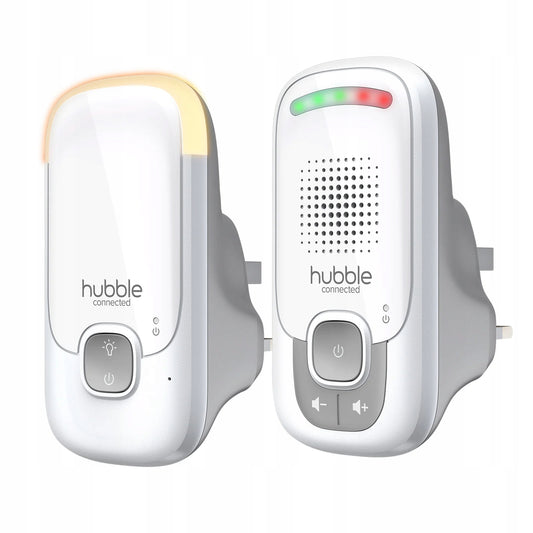 HUBBLE Listen Glow niania elektroniczna audio DECT, biało-szary zestaw z lampką nocną i wskaźnikiem dźwięku