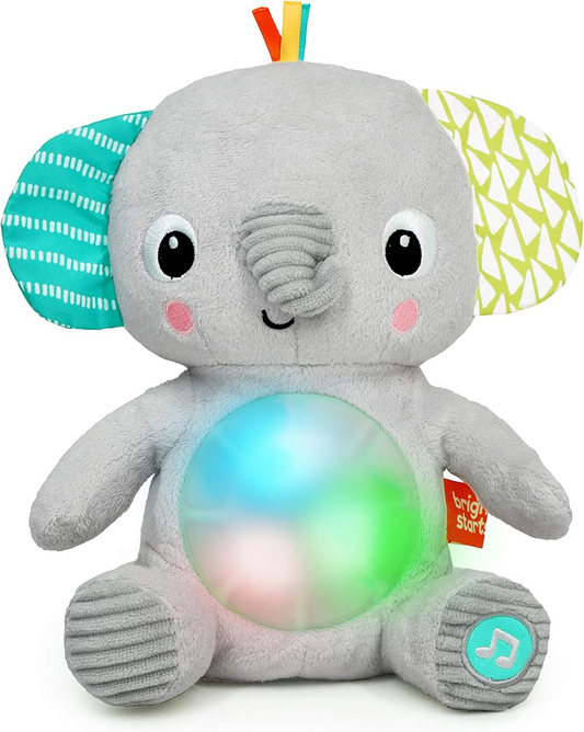 BRIGHT STARTS Huge-a-bye-Baby interaktywny słoń z muzyką i światłami 20 cm