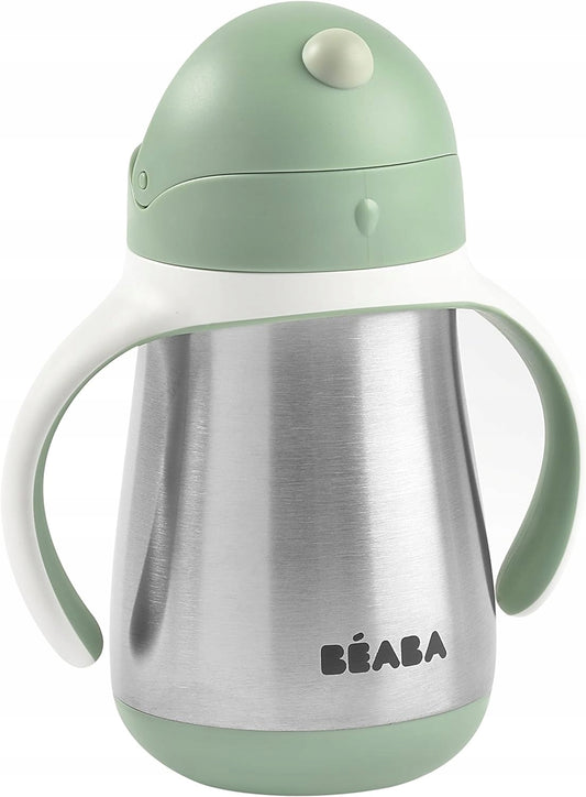 BEABA kubek niekapek ze słomką STALOWY 250 ml