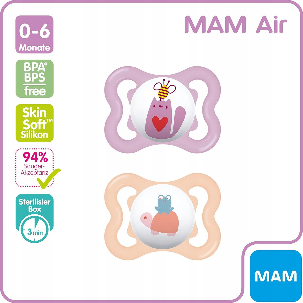 MAM AIR suzetă liniștitoare x2 0-6m