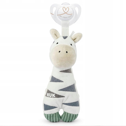 NUK Little Friend Beruhigungssauger mit Kuscheltier ZEBRA 0-6 m