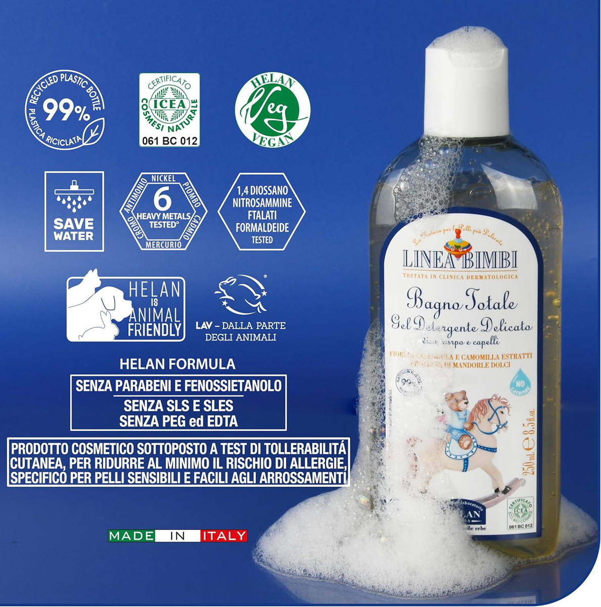 HELAN Linea Bimbi fürdető és sampon mandulafehérjével 250 ml 0+