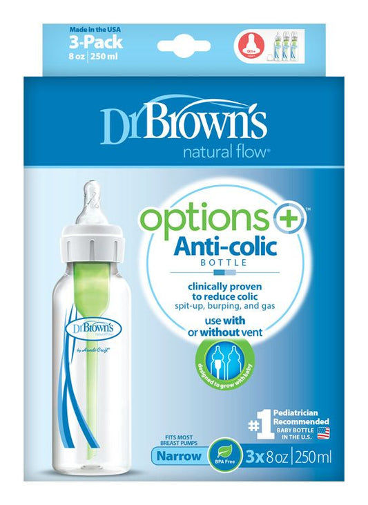Sticlă anti-colici Dr.Brown's Options+ îngustă 3x 250 ml plastic