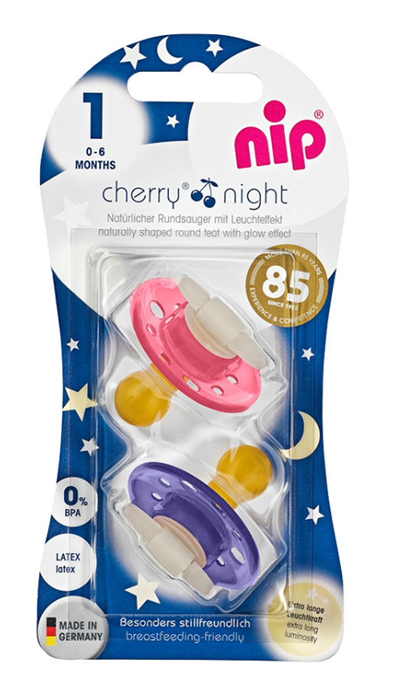 NIP CHERRY NIGHT Beruhigungssauger x2 0-6 Monate