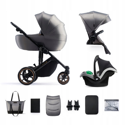 KINDERKRAFT PRIME2 PRO 3i1 multifunktionel barnevogn op til 22kg + MINK PRO autostol