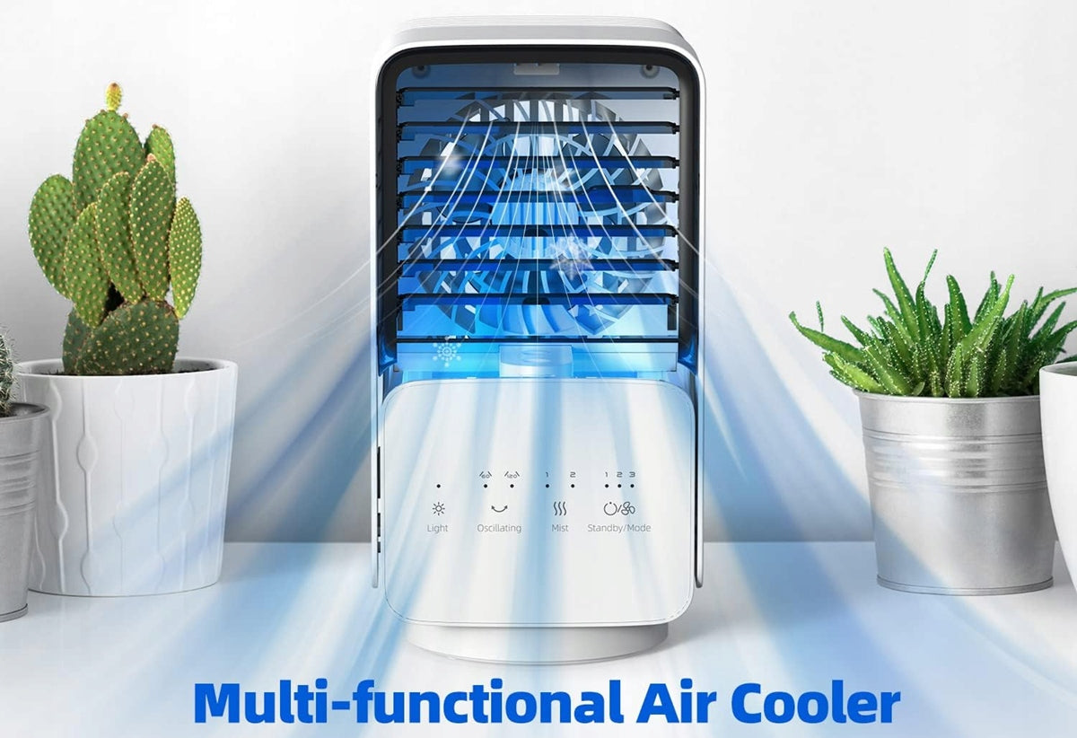 OMISOON Air Cooler mini klimator 700 ml z panelem dotykowym i lampką