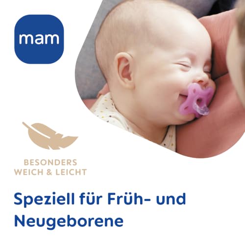MAM Comfort smoczek uspokajający dla noworodków 0-3m x2, miękki silikonowy smoczek dla wcześniaków i noworodków