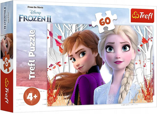 TREFL puzzle Zaczarowany Świat Anny i Elsy KRAINA LODU 60 elementów 4 lata+ z bohaterkami Frozen II
