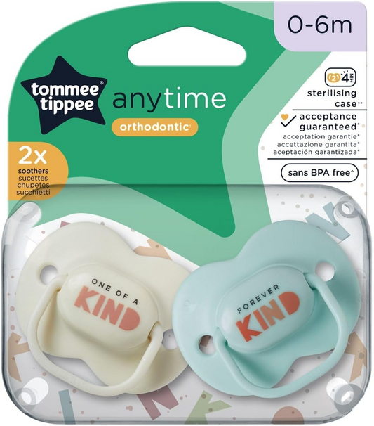 TOMMEE TIPPEE AnyTime Beruhigungssauger x2 0-6 Monate ORTHODONTISCH