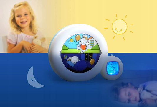 PABOBO Kid'Sleep Moon 3w1 budzik treningowy, lampka nocna i zegar do nauki snu dla dzieci