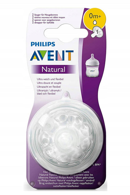 PHILIPS AVENT Natural smoczki do butelek 0msc+ x2