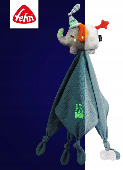 FEHN knuffeldoekje met fopspeenhouder OLIFANT 42 cm