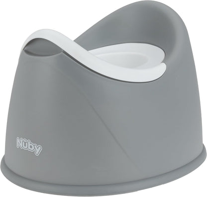 Nuby – szaro-biały nocnik z wkładką, widok pod kątem