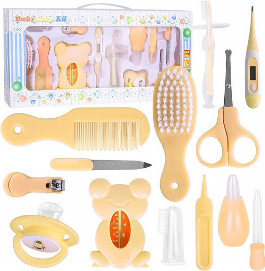 BABY CARE KIT zestaw do pielęgnacji dziecka 13 elementów, żółty, akcesoria dla niemowląt 0+