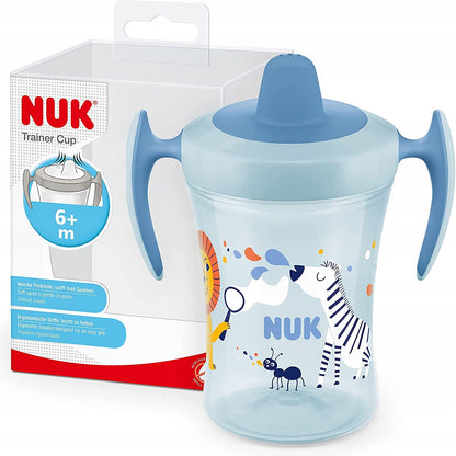 NUK Trainer Cupdrip cupAge 6 m +colour: blue and green with animal motifscapacity 230 mlMaterial